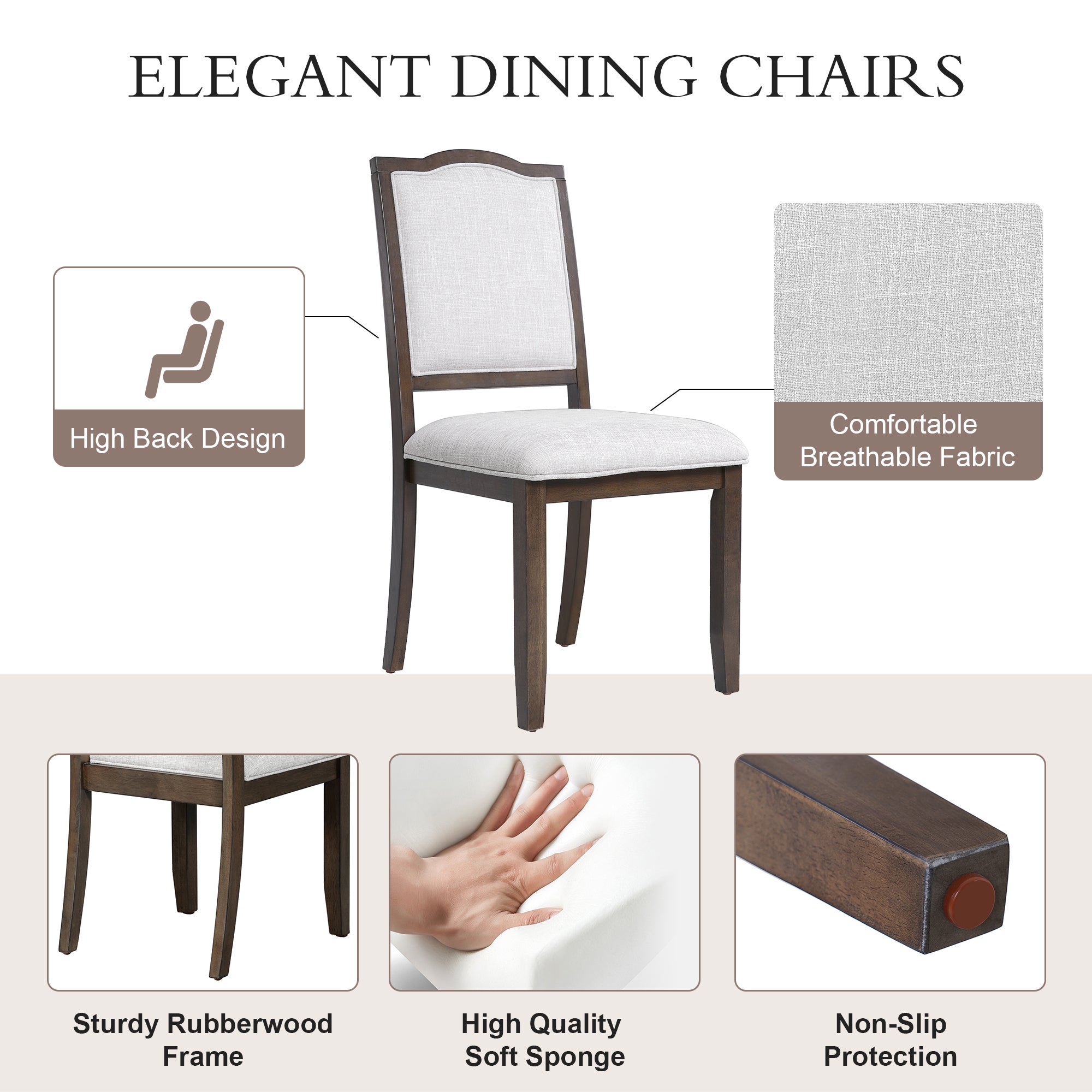 Farmhouse Dining Chairs Set of 4, Upholstered High Back