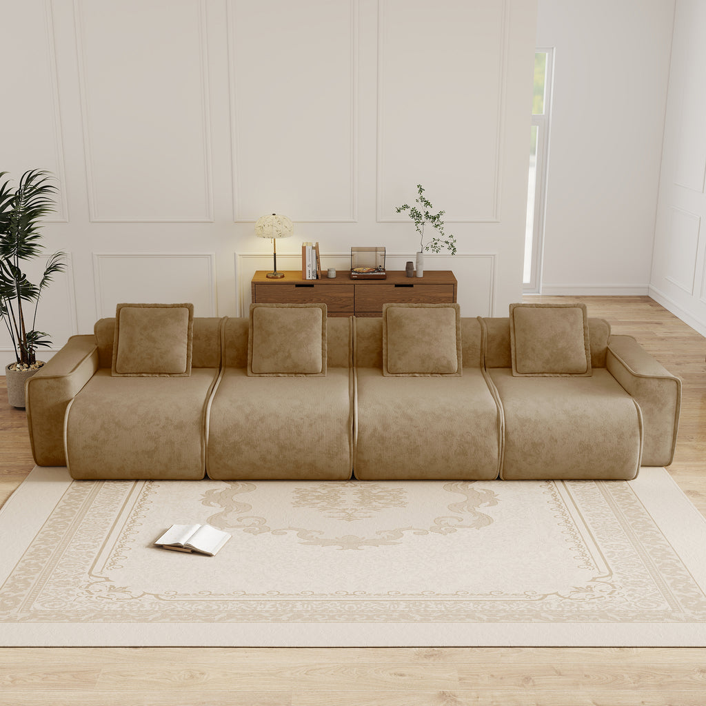 Streamlined Design Deep Seat Modular 4 Seat Boneless Sofa
