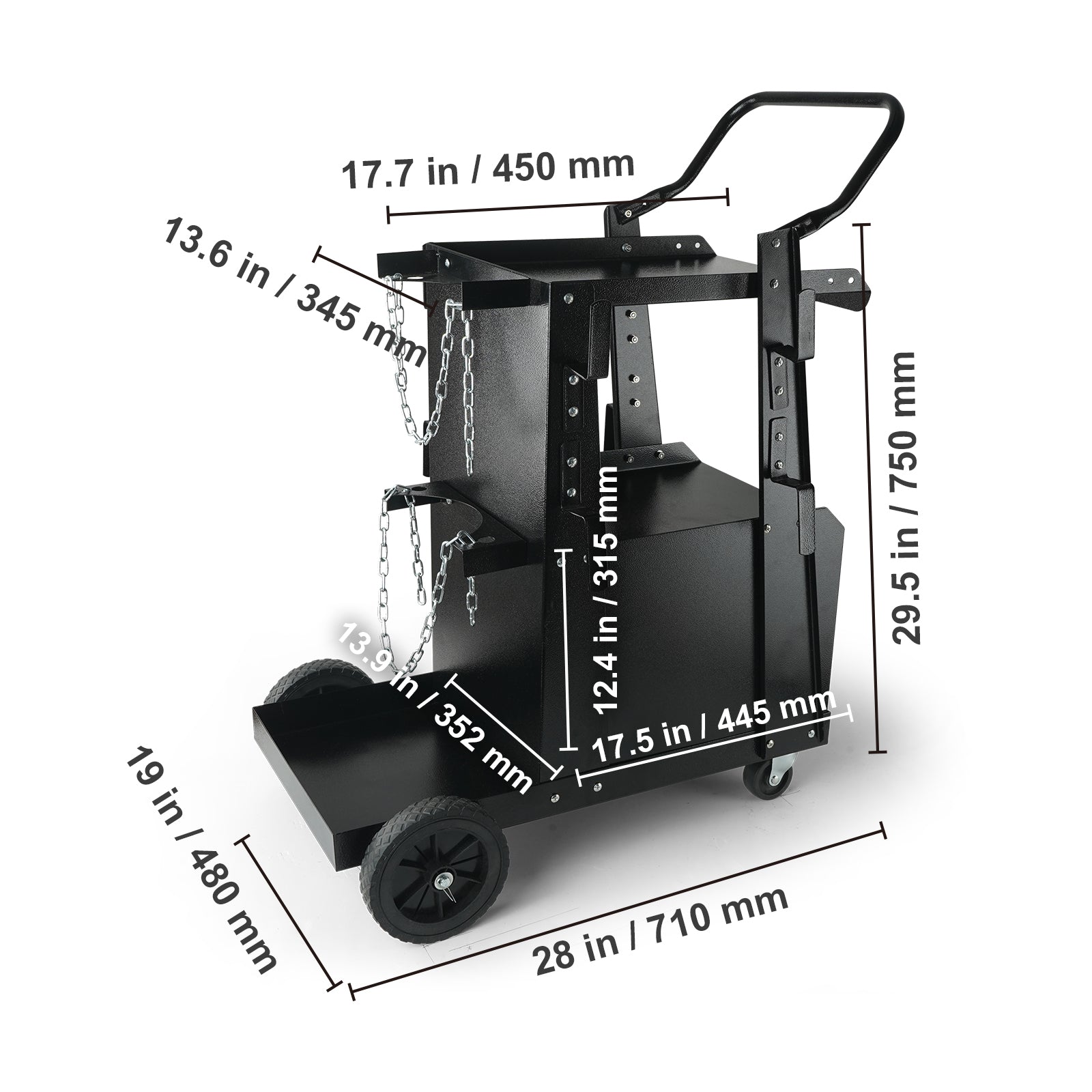 2-Tier Heavy Duty Welding Cart with Anti-Theft Lockable Cabinet