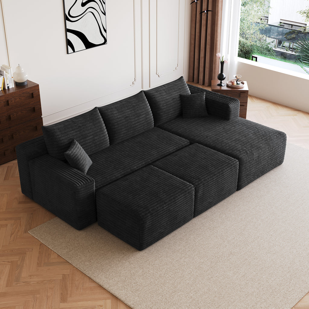 95" Cloud Sectional Sofa with 2 Ottoman