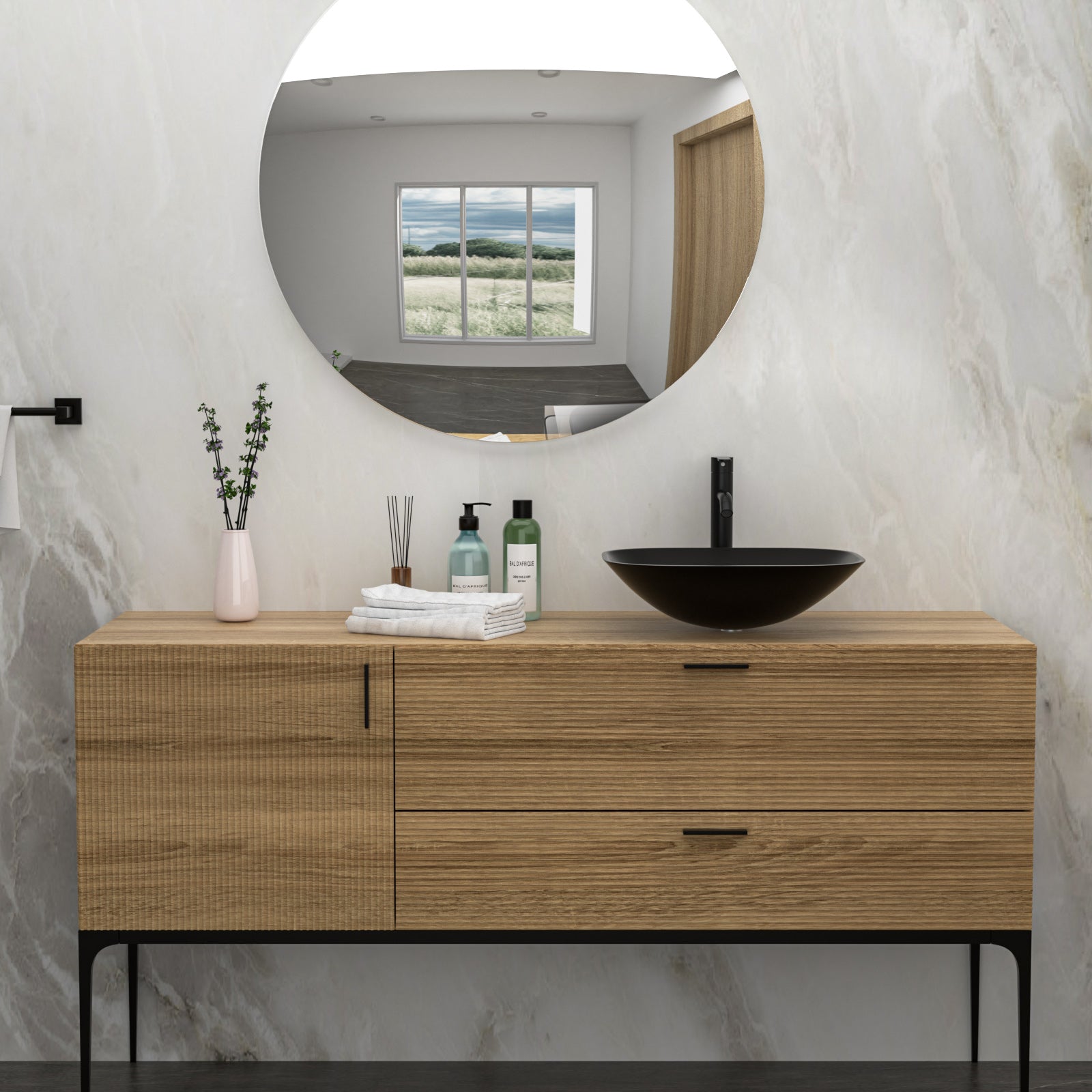 Bathroom Artistic Tempered Glass Vessel Sink with Faucet
