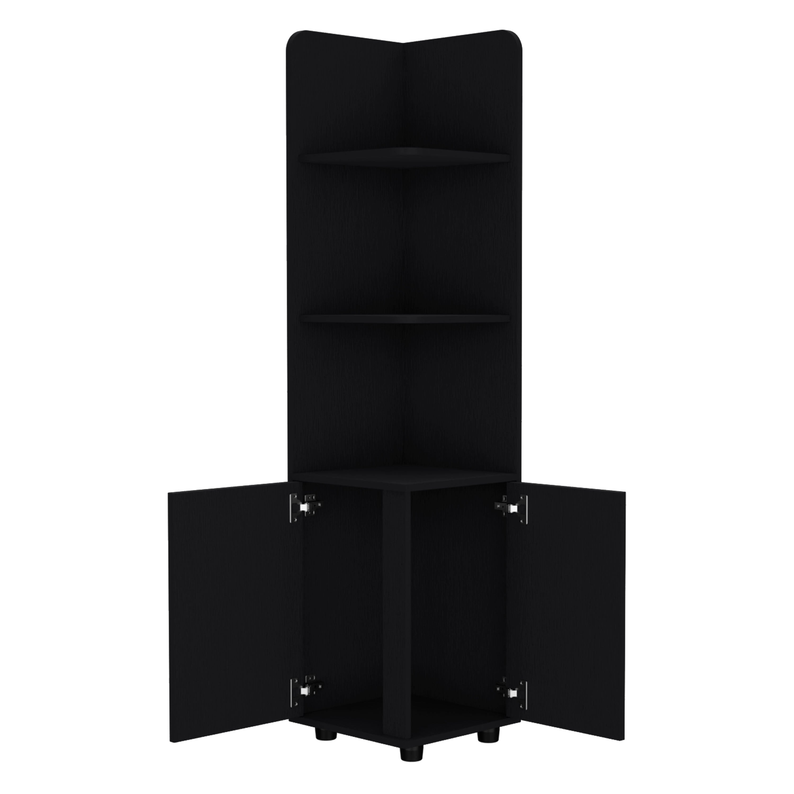 Corner Cabinet 62" Tall with 3-Tier Shelf and 2-Door
