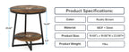 19.68" Industrial End Table with Storage Shelf – 2-Tier Round Side Table