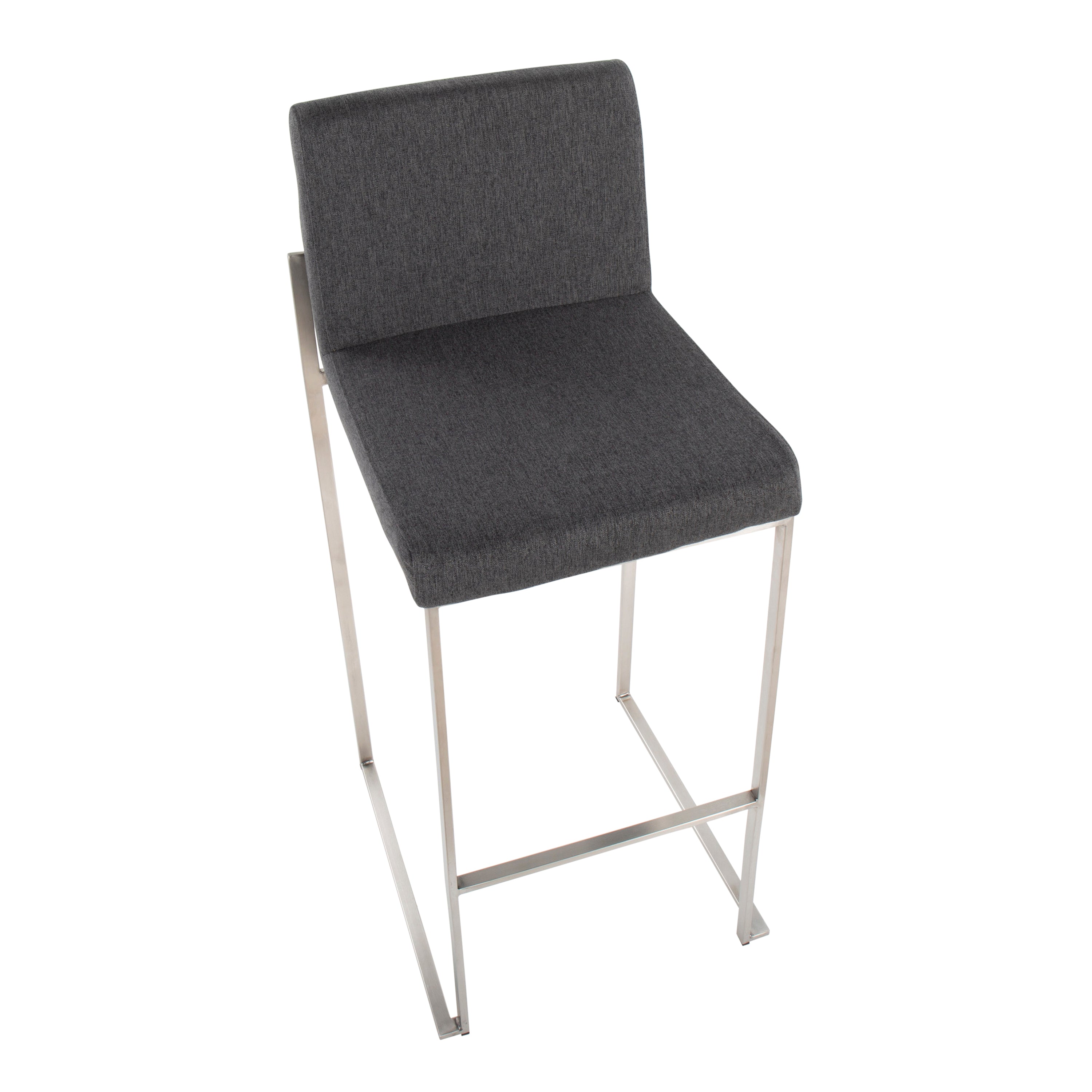 30" Contemporary High Back Barstool in Stainless Steel