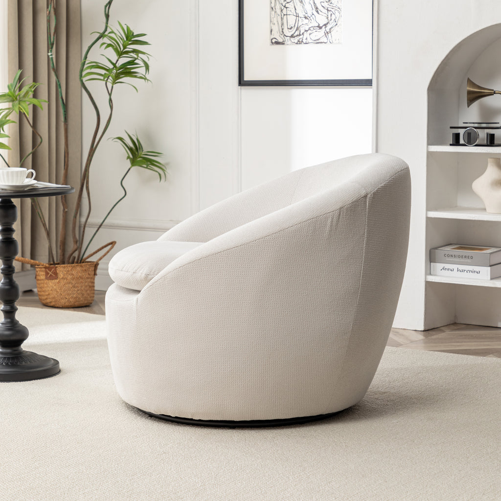 Winnie Modern Teddy Fabric Barrel Chair, 360° Swivel