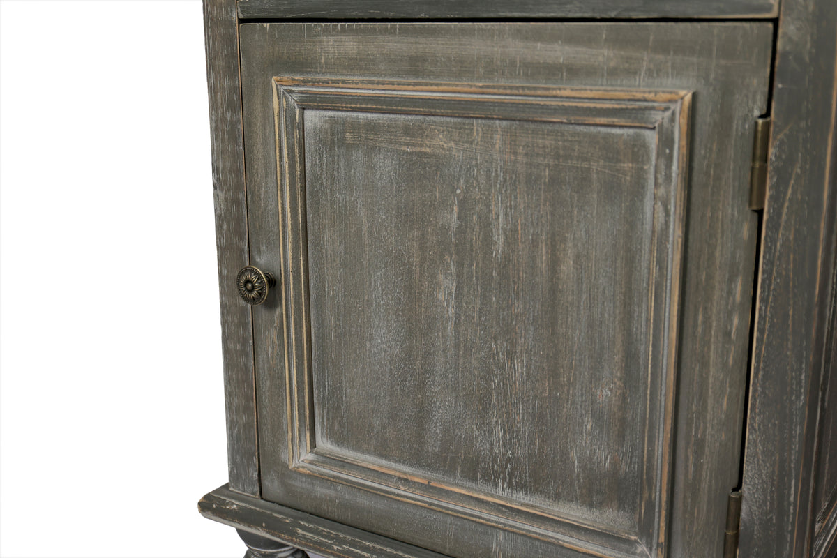 Farmhouse Tall Narrow Storage Cabinet, 59-Inch, Rustic Wood, Black and Gray