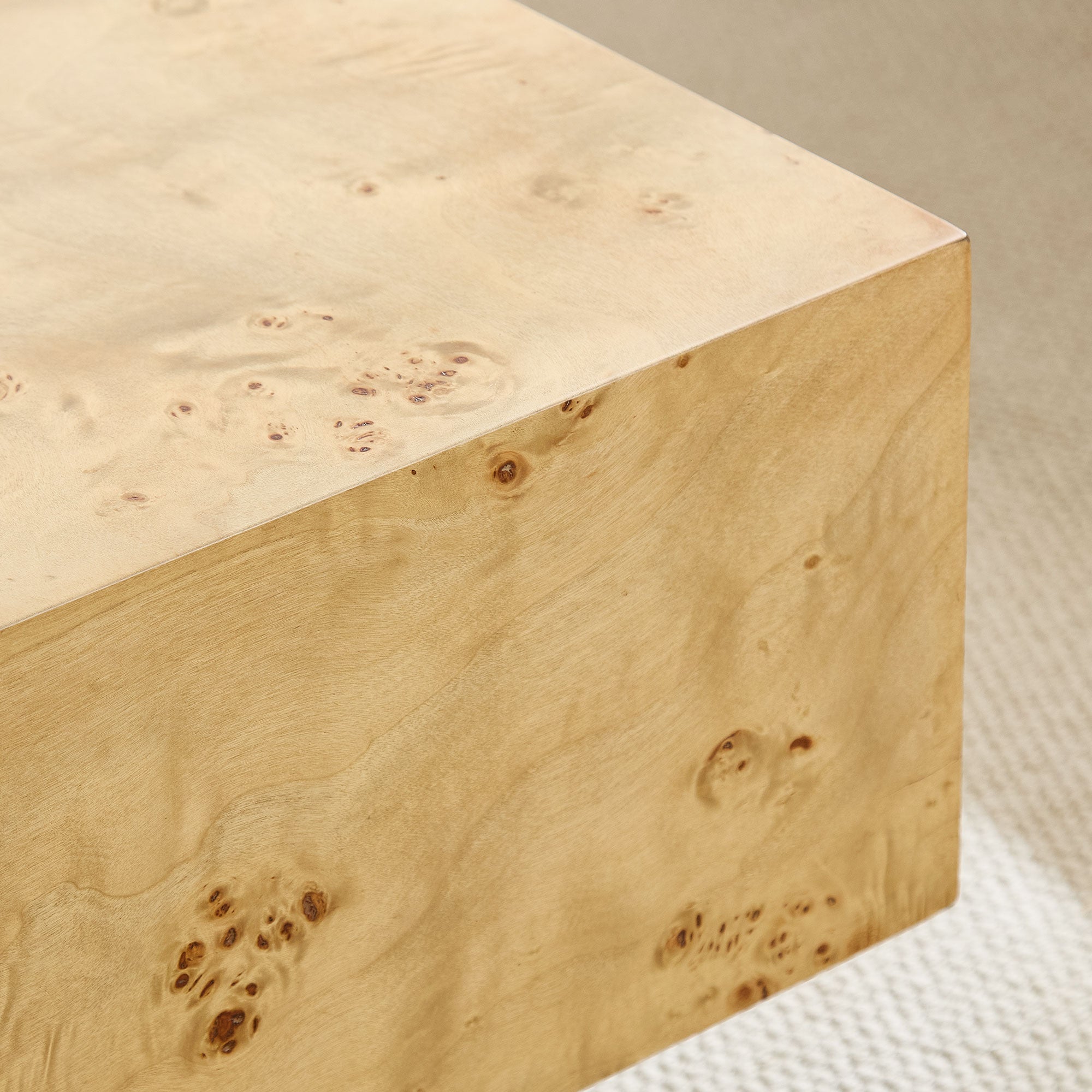 43.31 Inch Burl Wood Veneer Coffee Table
