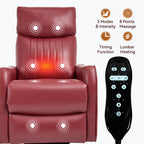 Red Faux Leather Heat Massage Manual Recliner Chair