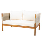 Outdoor Acacia Wood Loveseat with Diamond Rope Weave & Cushions