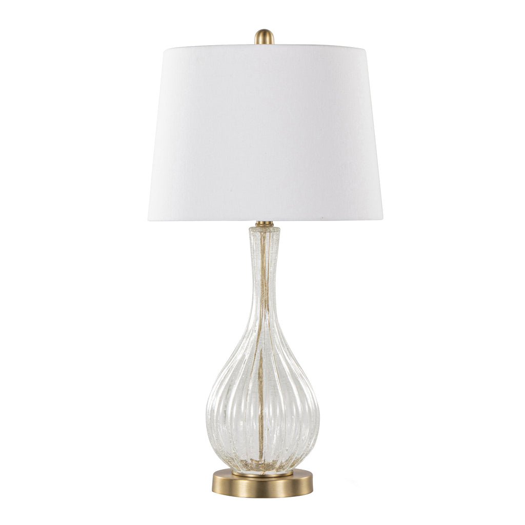 Jenny 27" Contemporary Glass Table Lamp in Clear Crackle Glass