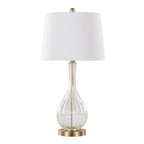 Jenny 27" Contemporary Glass Table Lamp in Clear Crackle Glass