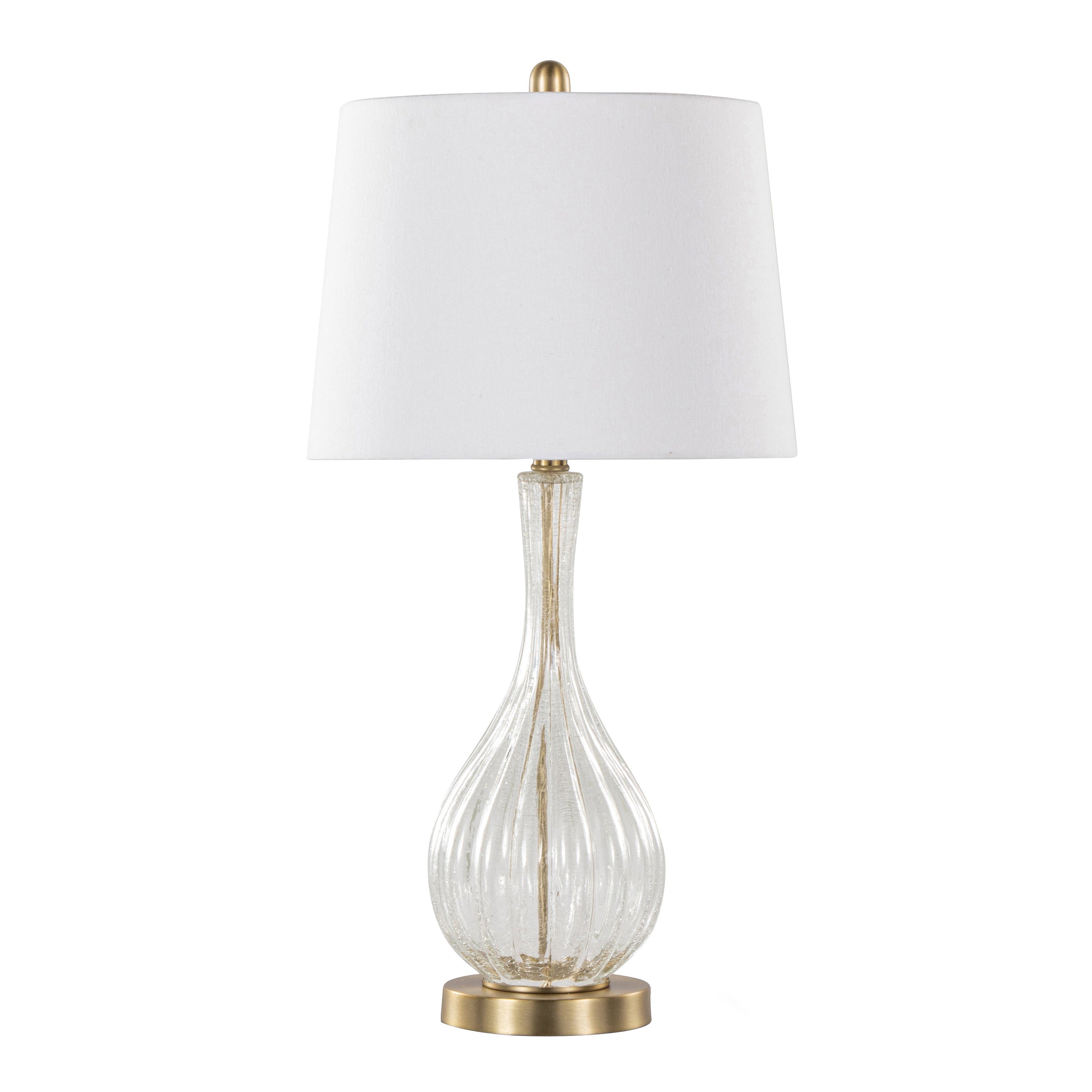 Jenny 27" Contemporary Glass Table Lamp in Clear Crackle Glass