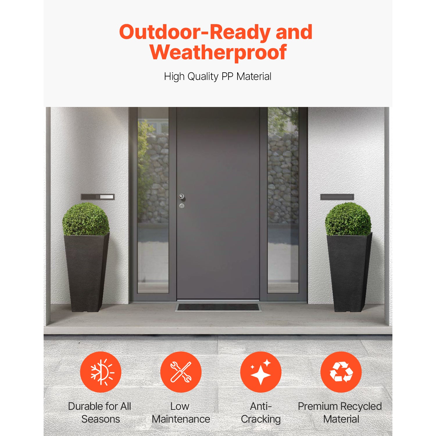 Set of 2 Tall Outdoor Planters - 22 Inch
