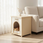 Modern Indoor Wooden Dog House with Removable Cushion