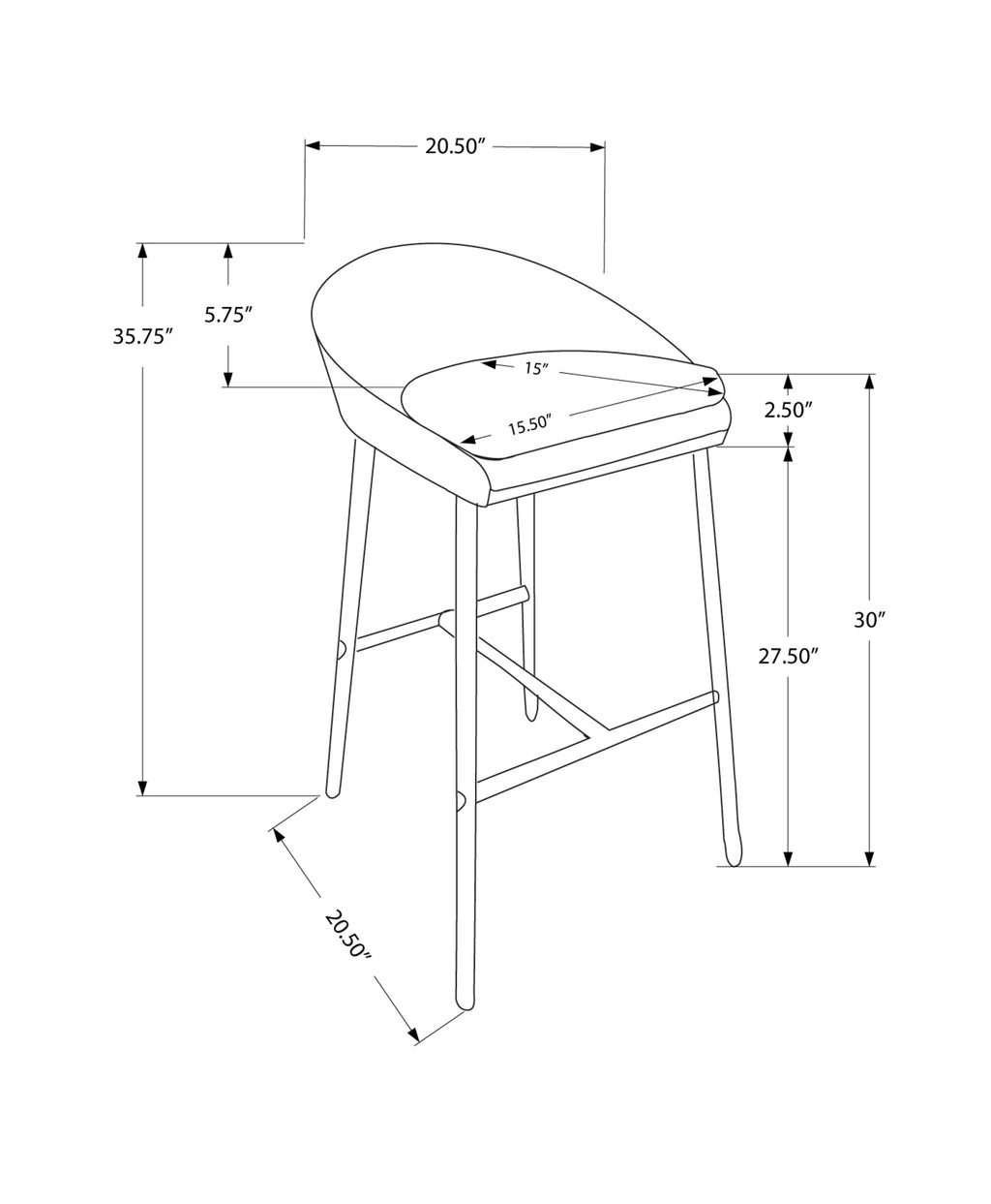 Bar Stool Set Of 2 - Bar Height