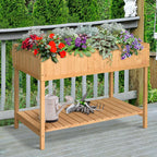 Outsunny 43x18x30in Raised Garden Bed with 8 Pockets and Shelf