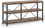 55” Industrial Console Table with Storage Shelves – Rustic