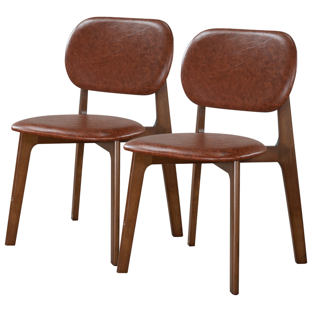 Kelsey Brown Leather Dining Chair Set of 2