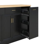 TREXM Multi-Functional Storage Sideboard, Trash Can Storage, Black
