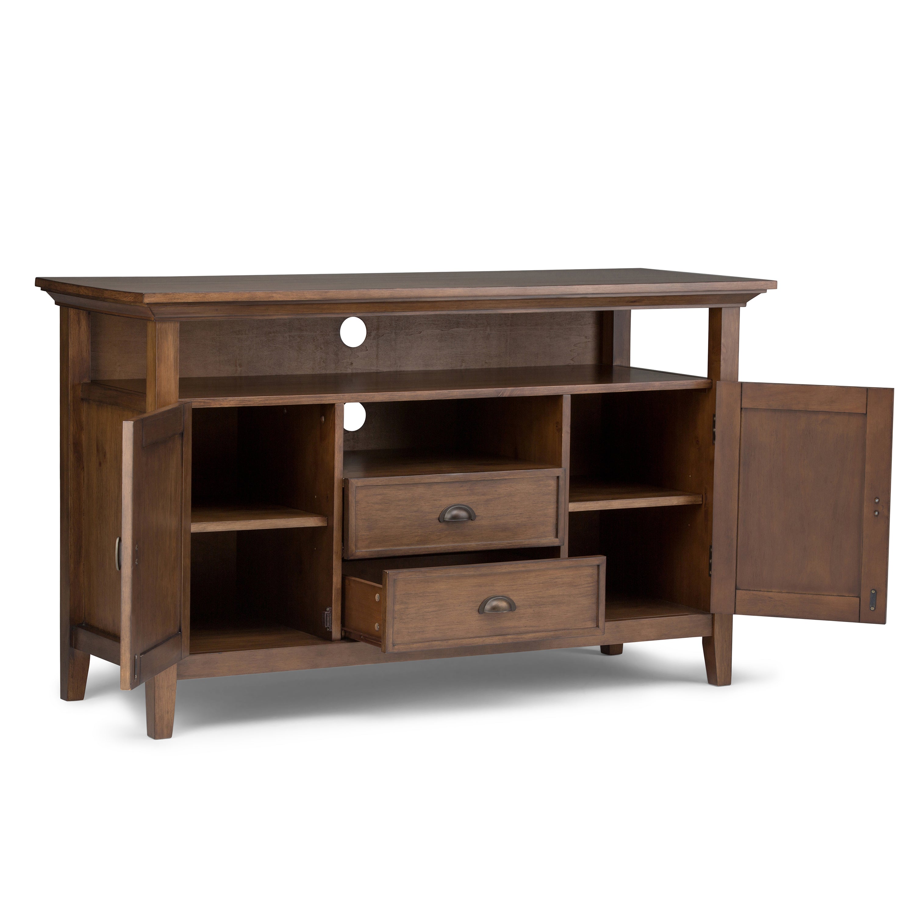 Redmond 54 Inch Wide Solid Wood Tall TV Stand in Tobacco