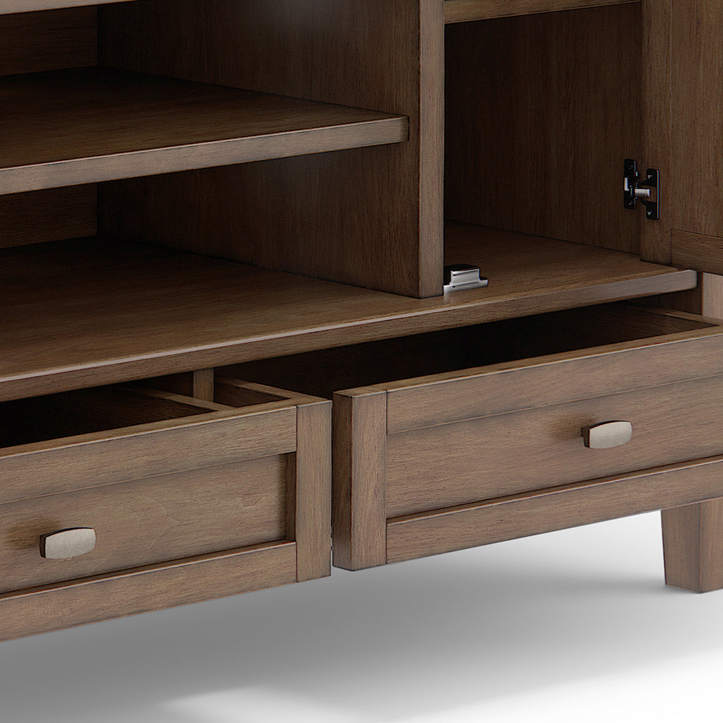 Warm Shaker 47 Inch Wide Solid Wood TV Stand in Rustic