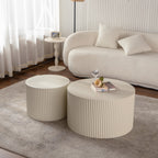 Round Wood Coffee Table for Living Room