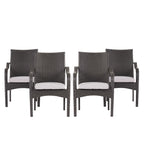 Outdoor PE Rattan Stacking Chair Set with Cushions (Set of 4)