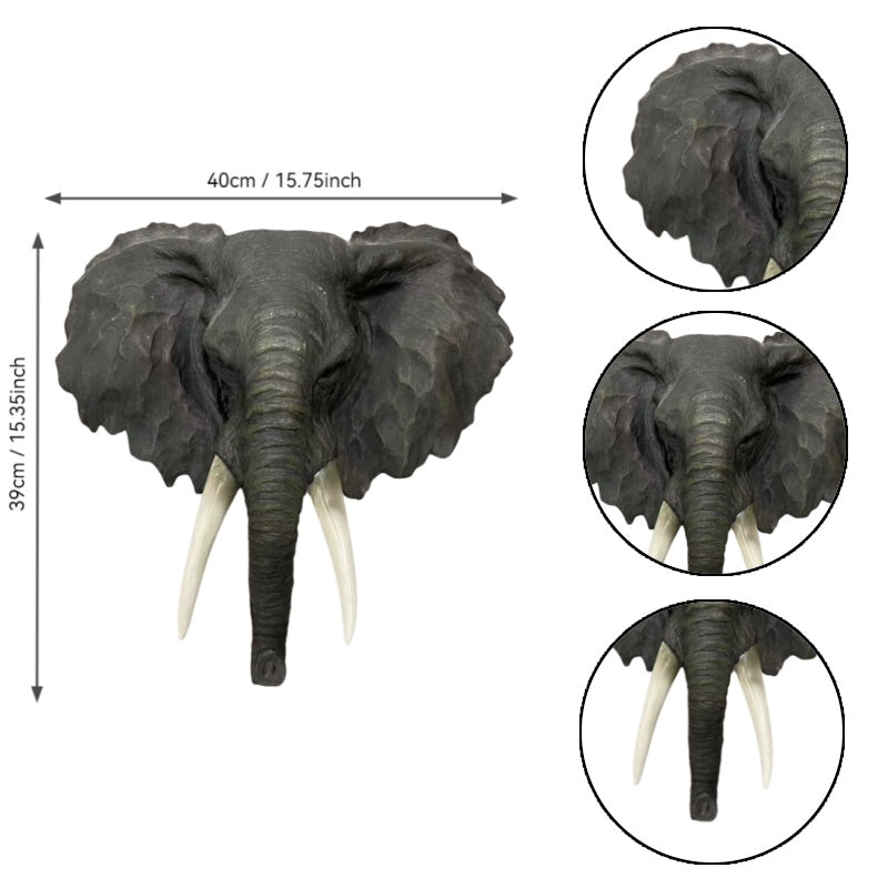 15.75" Wide Realistic Elephant Head Wall Sculpture