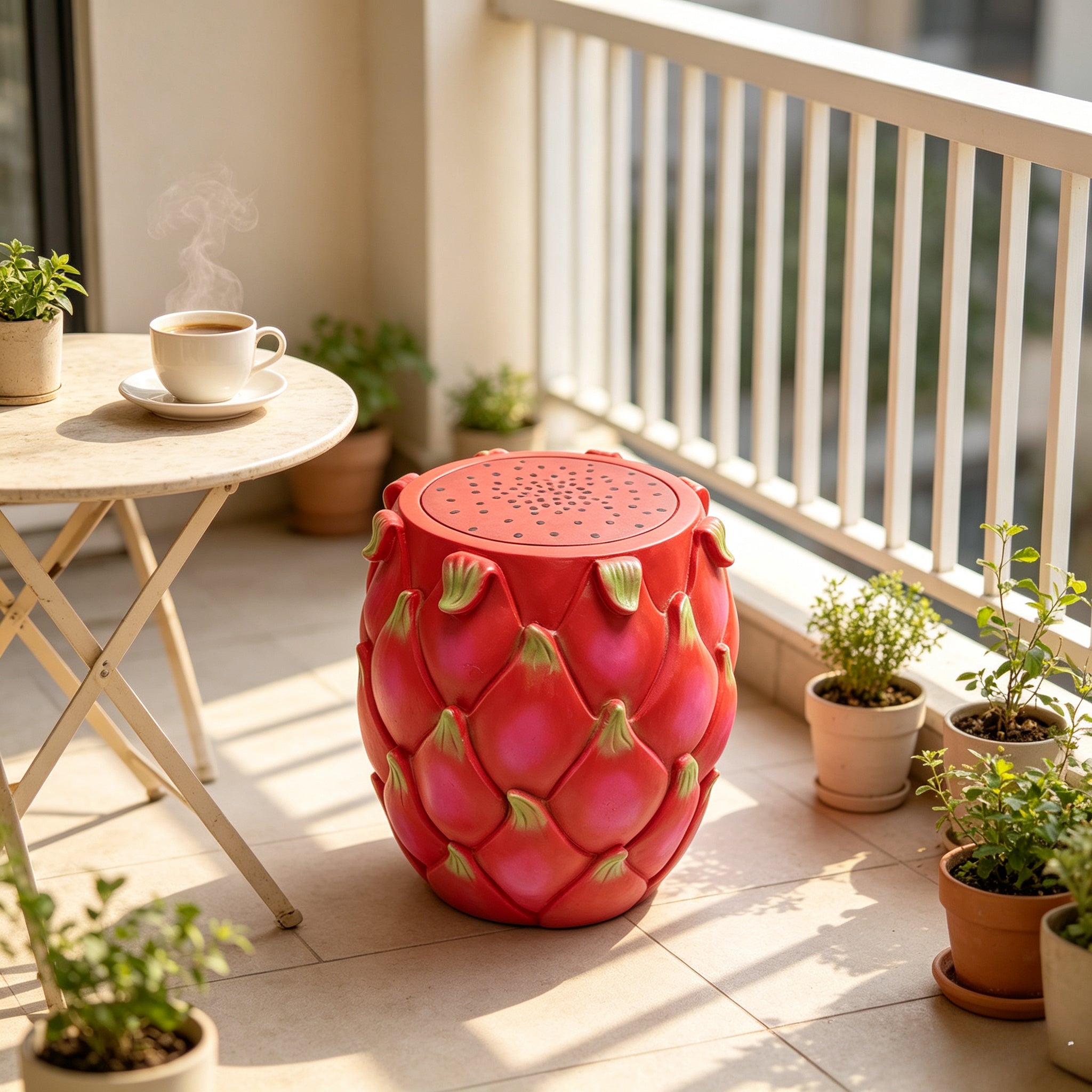 13.4" Oversized Resin Dragon Fruit Stool