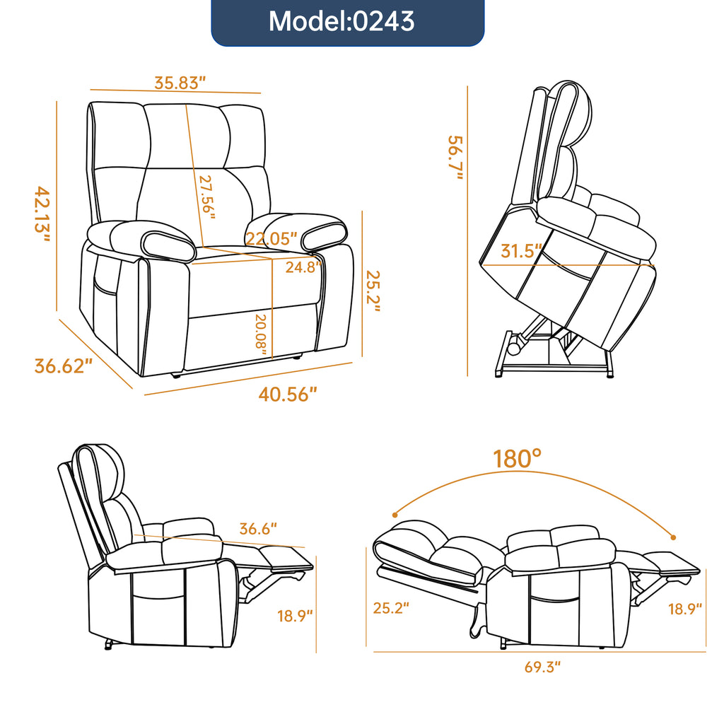 Black Leatheraire Heat Massage Dual Motor Recliner