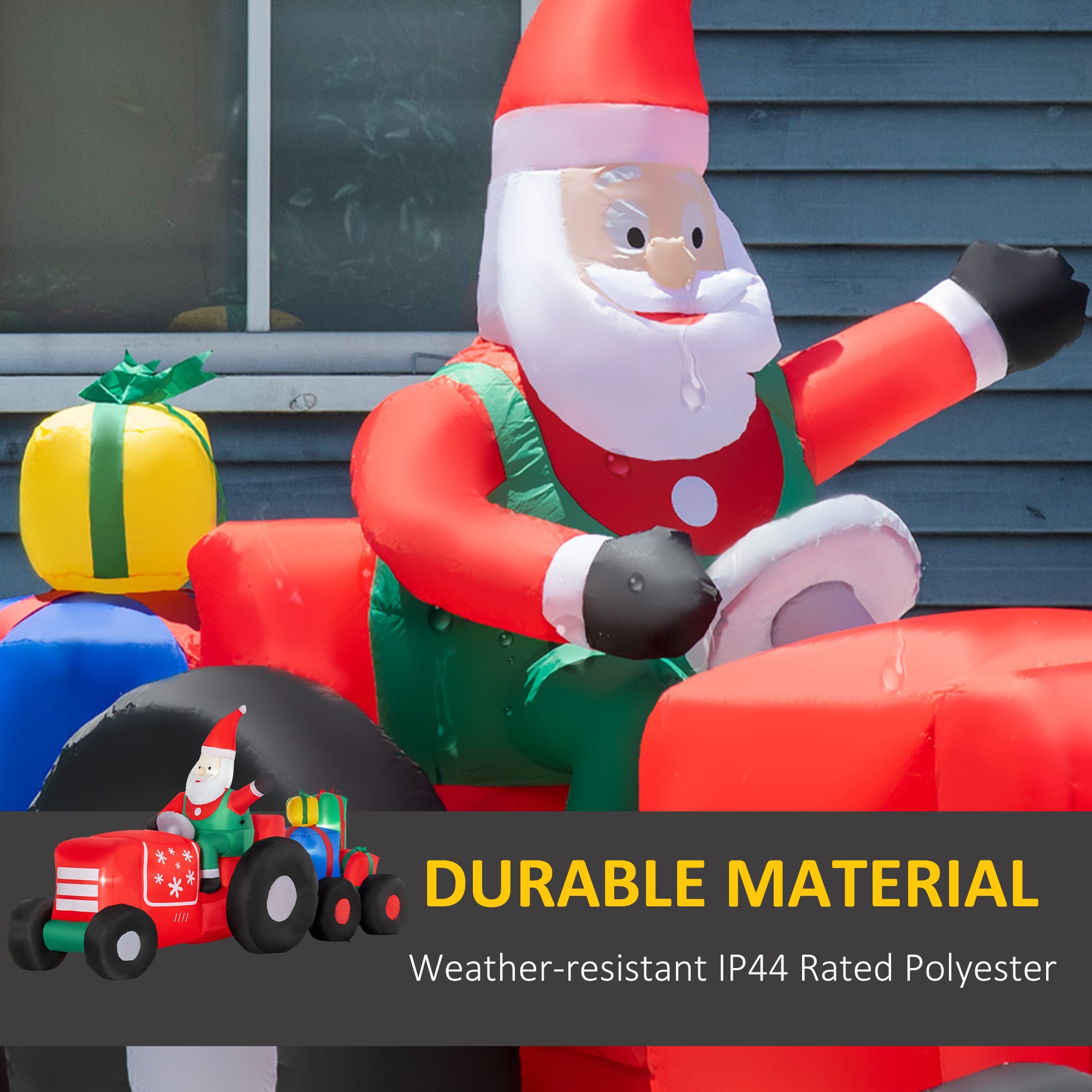 Outsunny 9ft Christmas Inflatables Santa Claus Trailer