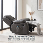 Grey Air Leather Recliner Chair With Vibration And Heating