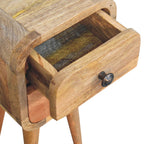 Solid Wood Extra Mini Curved Oak-ish Bedside Table