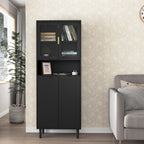 Tempered Glass Door Tall Storage Bookcase