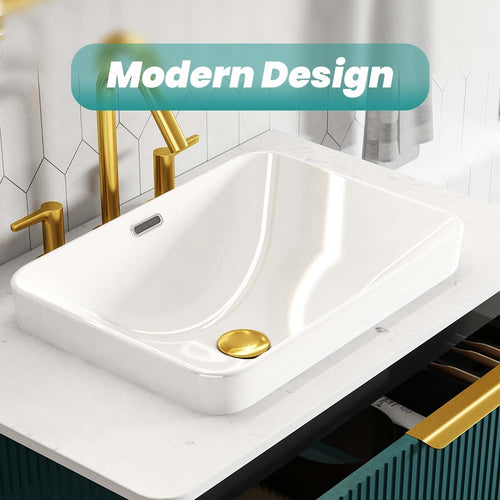 Integrated Ceramic Basin, 18-Inch, Gloss White