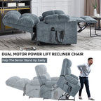 Grey Dual Motor Infinite Position Up to 350 LBS Chenille Power Lift Recliner Chair
