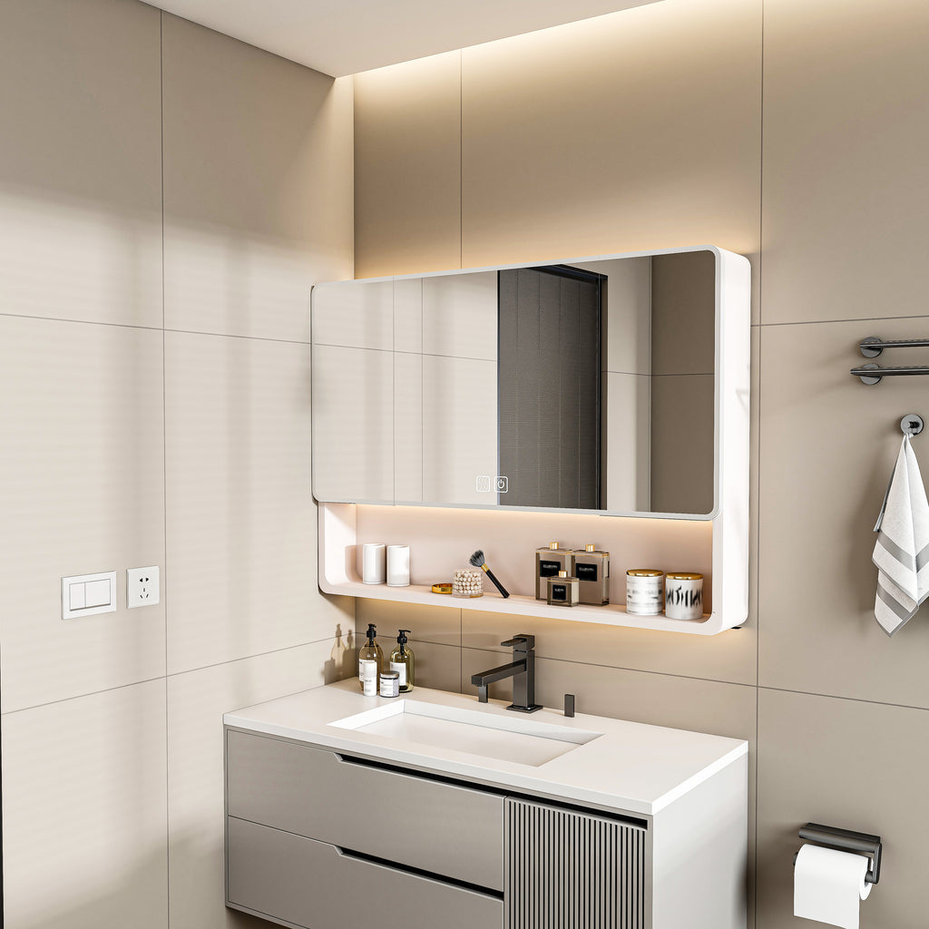 Aluminium Medicine Cabinet Mirror, 35 x 28 Inches