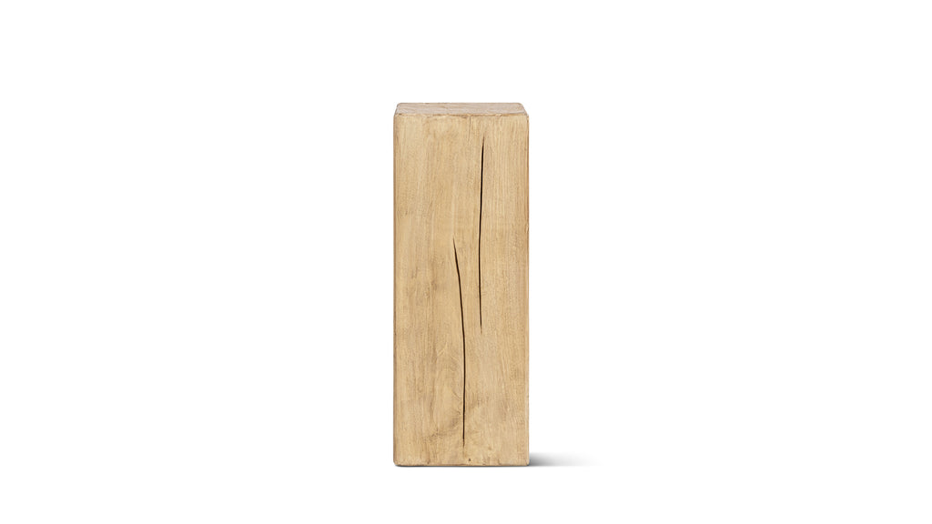 Umber 31.5-Inch Solid Reclaimed Pine Wood Side Table, Light Natural