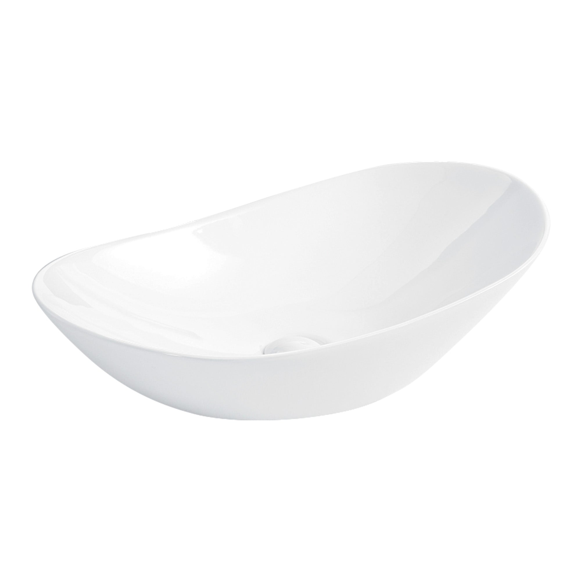 White Oval Ceramic Vessel Sink
