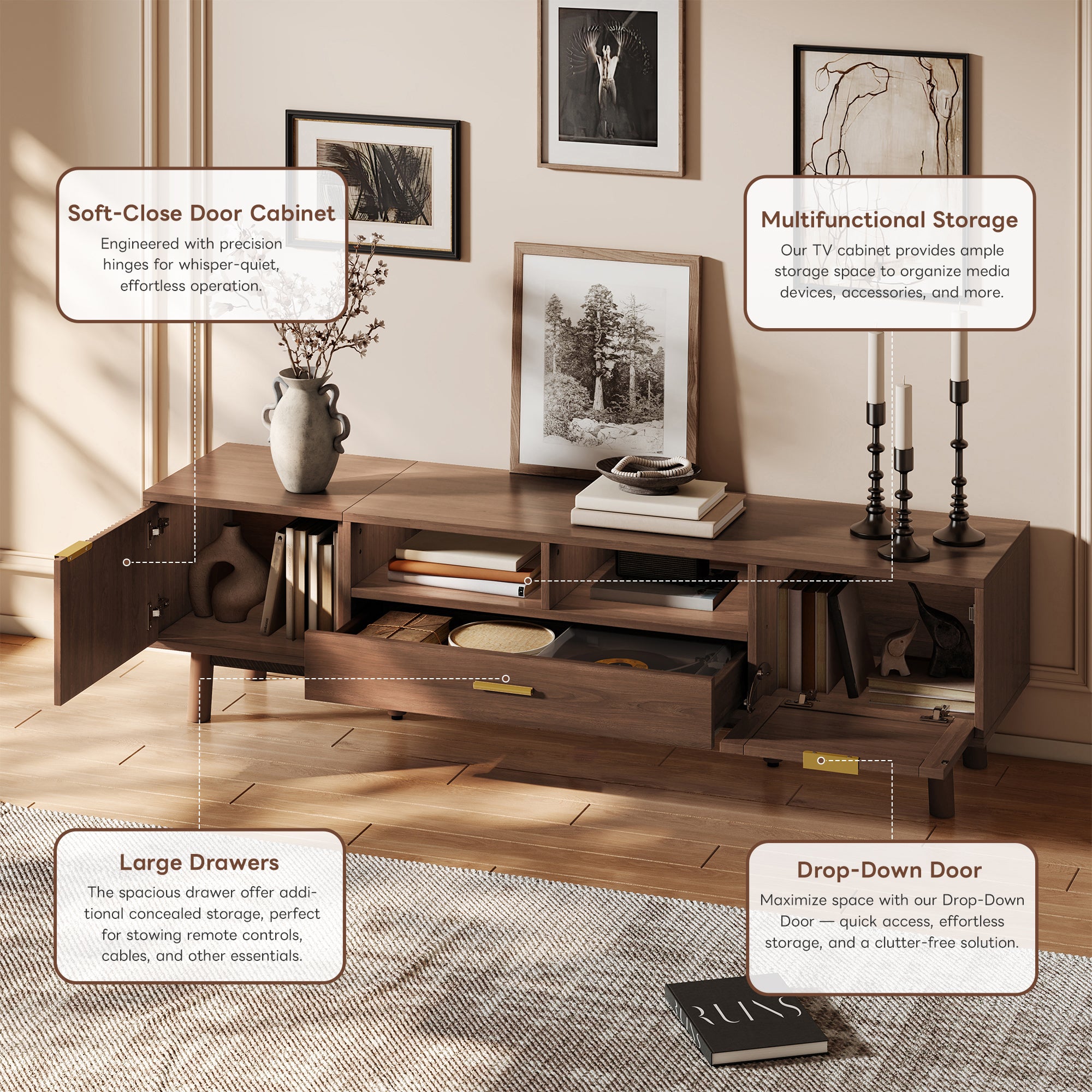 Wood Fashionable TV Stand for 75" TVs