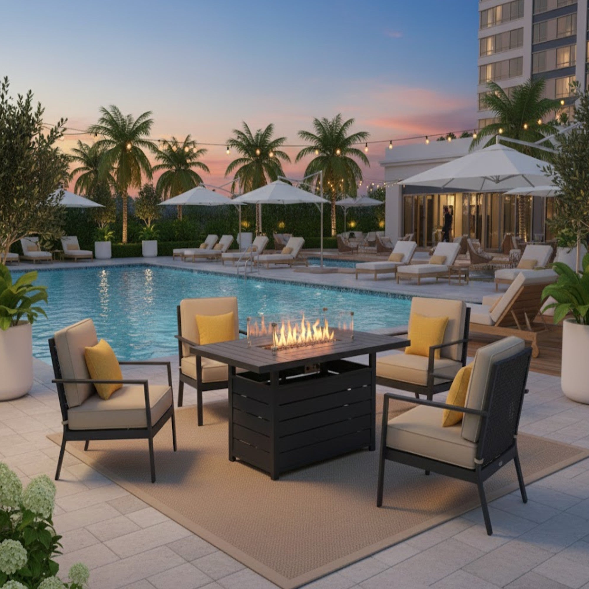 54.3” Outdoor Patio Fire Pit Table