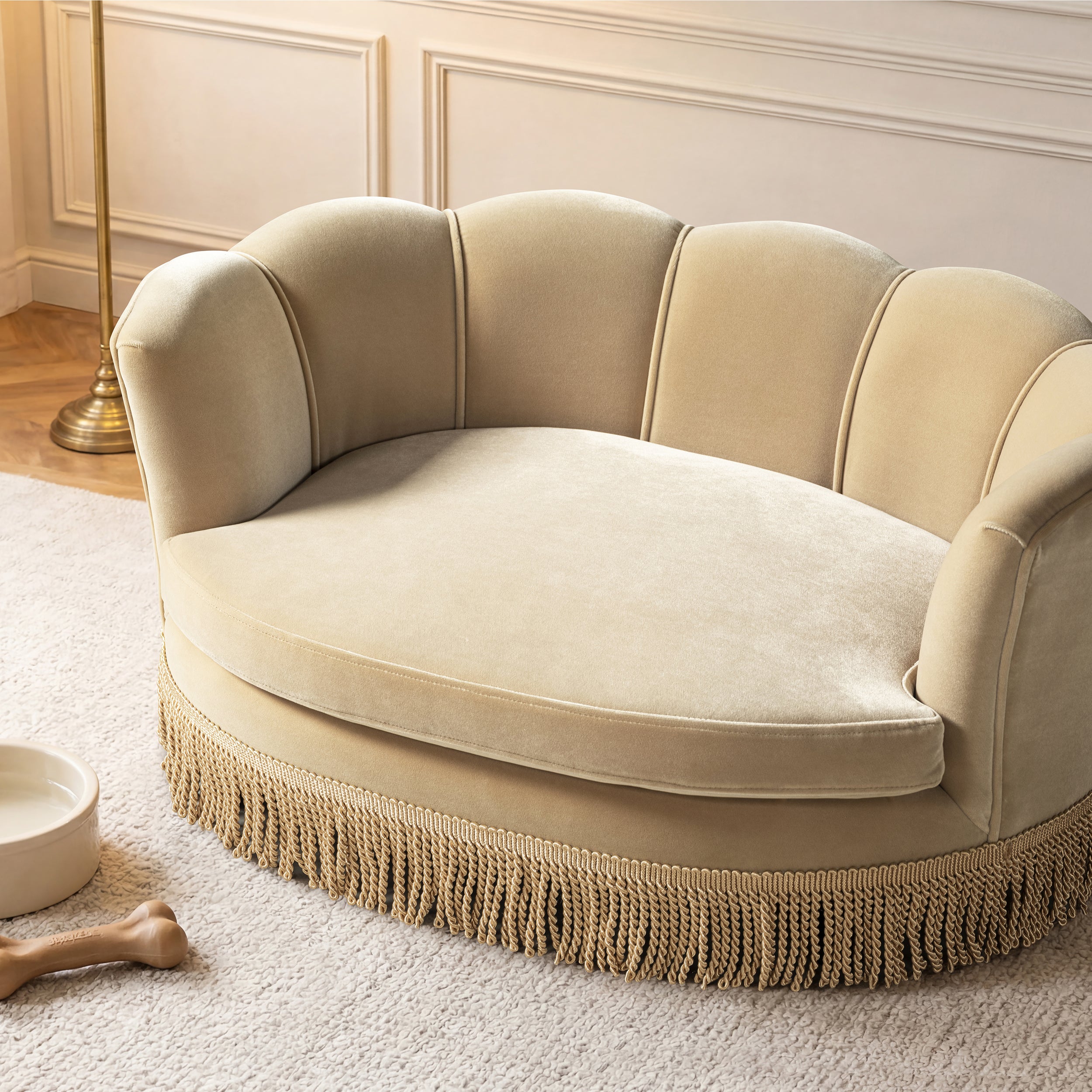 Clara 34.5" Scalloped Pet Sofa Bed - Medium - Fawn