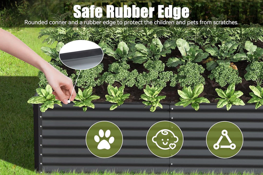 6x3x2ft Galvanized Raised Garden Bed
