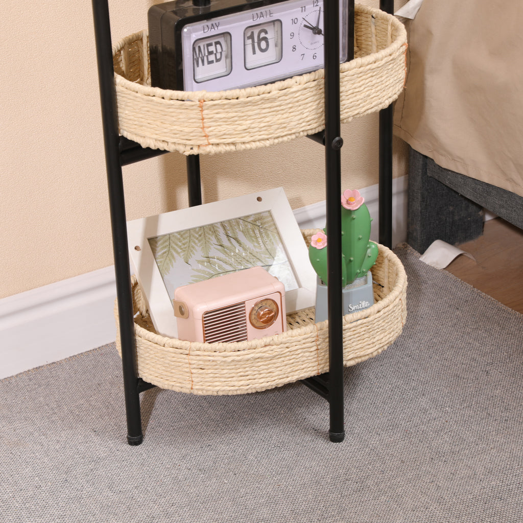 3 Tiers Tray Tables Paper Rope Woven Side Table