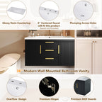 36'' Wall Mounted Bathroom Vanity with Resin Sink