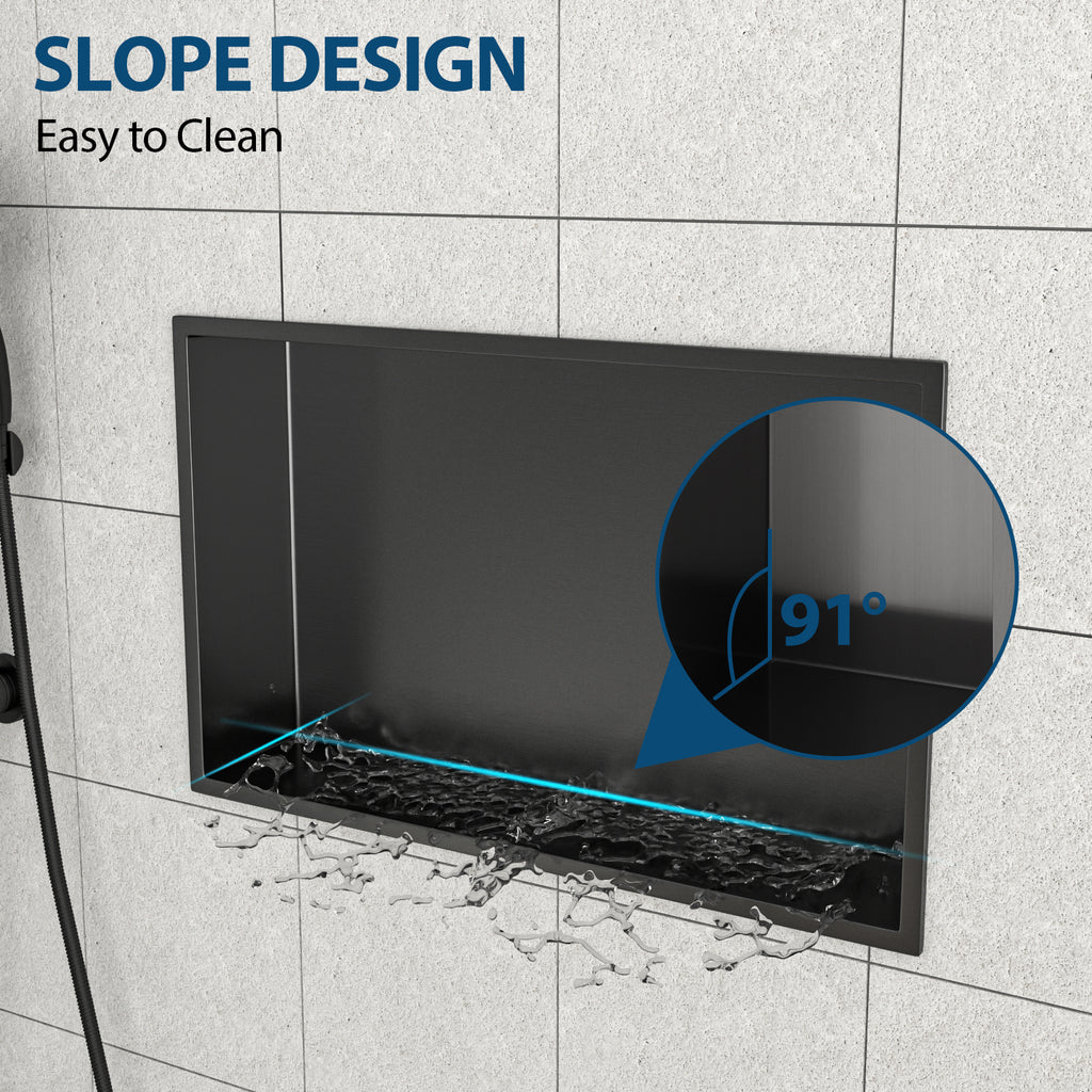 21" x 13" Stainless Steel Shower Niche, Gunmetal