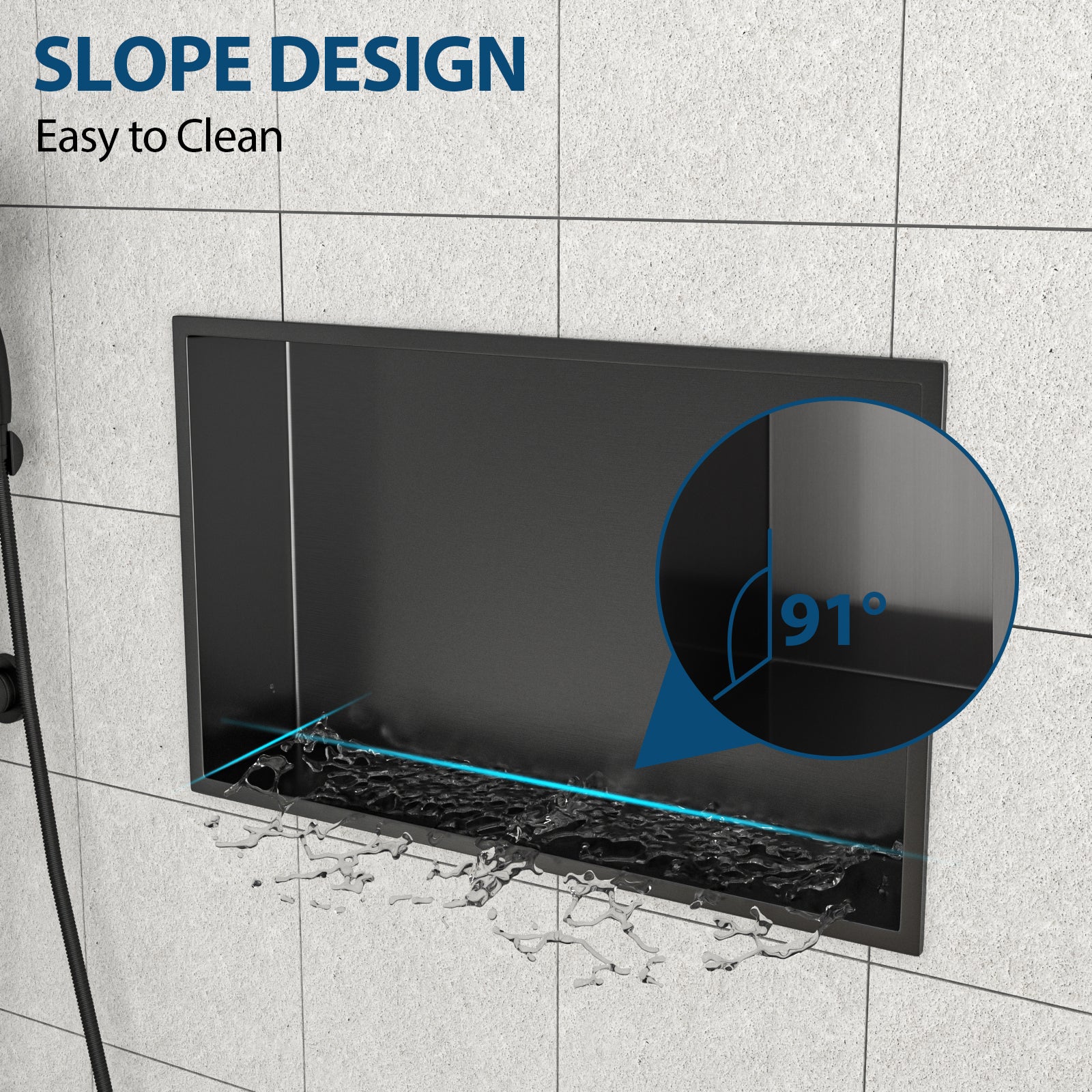 21" x 13" Stainless Steel Shower Niche, Gunmetal