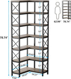79.53" Tall 7-Tier Large Corner Bookshelf