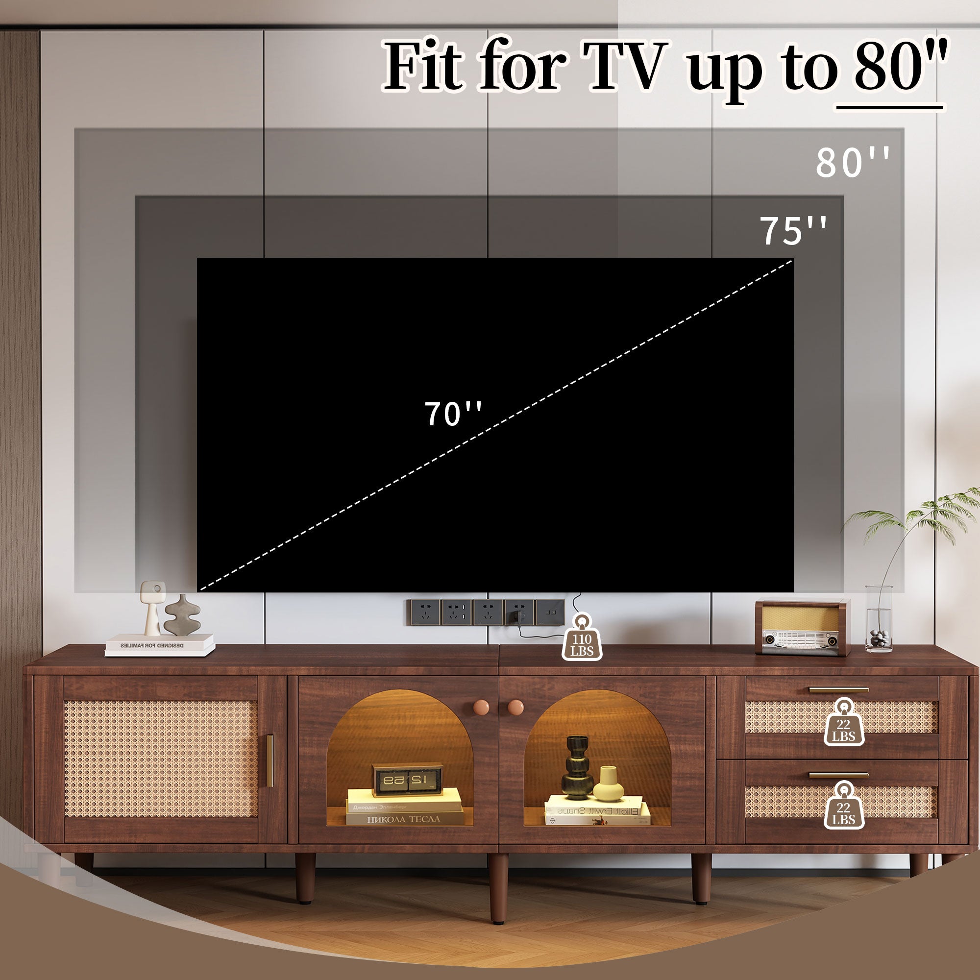 70 Inch TV Stand for TVs Up to 80 Inches