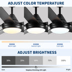 48" Ceiling Fan with Lights and Remote Control, Matte